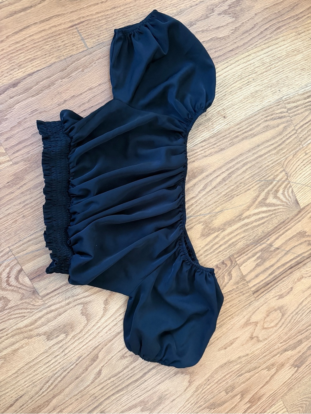 Romantic Black Off-Shoulder Puff Sleeve Top